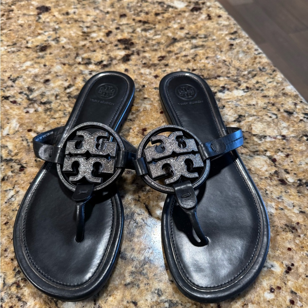 Tory Burch Black Logo Sandals